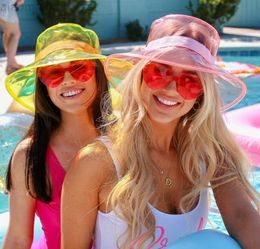 Summer Women Trilby Wide Edge Soft Clear Pvc Hat Transparent Fedora Beach Sun Bucket Hat Plastic Rain Hat L2208058465230