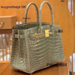 Tote Bag Designer Handbags Crocodile 5a Hand Sewn Large 30 Nile Leather New Fashion Luxury Turtledove Grey Luxurys Hands Capacity Have Logo