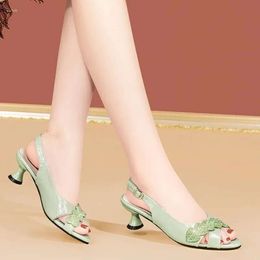 Sandals Patent Women Rhinestones Fashion Leather Non-slip Buckle Strap Wedding Shoes Bride Summer Pointed Open Toes Office 835 452 d 3f53