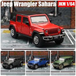 Diecast Model Cars 1 64 Jeep Wrangler Sahara Rubicon Miniature 1/64 JKM Toy Car Model SUV Sport Vehicle Free Wheels Diesel Metal Collection Gift