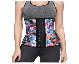 Waist Trimmer Corset Cincher Latex Fabric Rose Printing Abdomen Tummy Shapewear 9 Steelbones Firm Control Slimming Body Shapers Sa9401846