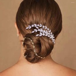 Hair Clips Luxury Leaf Rhinestone Combs Accessories For Women Fashion Flower Bridal Piece Wedding Headpiece Tiara