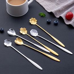 Coffee Scoops 1PC Tea Mixing Spoon Gold Ice Cream Long Handle Cute Dessert Stainless Steel Vintage Teaspoons Drink Tableware