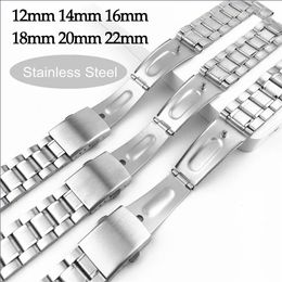18mm 20mm 22mm Stainless Steel Strap Fashion Sliver Adjustable Smart Watch Band 12mm 14mm 16mm Women Men Watchbands Correas 240515