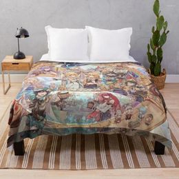 Blankets Round Table Dinner Artwork- Genshin Impact All Character In One Artwork Throw Blanket Summer Bed