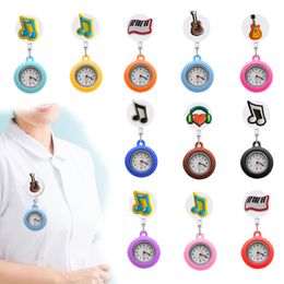 Dog Travel Outdoors Music Clip Pocket Watches Retractable Hospital Medical Workers Badge Reel Nurse Watch Brooch Fob With Second Hand Ot3Fw