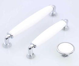 5quot modern simple silver white furniture handles ceramic dresser kitchen cabinet door handle chrome drawer knob 128mm 96mm6044931