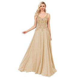 Apliques de renda chiffon baile longa uma linha vestidos formais para mulheres divididas v pescoço noturno ball vestido de baile baile amz