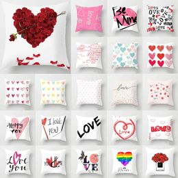 Pillow Love Heart Letters Floral Pillowcase Modern Nordic Fashion Pink Cover Sofa Seat Wedding Decorative Throw Pillows
