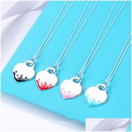 Pendant Necklaces Heart Tag Jewlery Womens Luxury Designers Double Hearts For Couples Birthday Gifts Letter Mens Chain Colorf Classica Dhth3