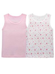 Colete 2pcs Summer Boys and Girls Mesh malha sem mangas algodão puro Tanque desossado Top Acessórios para criançasl240502