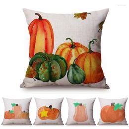 Pillow Orange Yellow Pumpkin Thanksgiving Watercolour Painting Home Decoration Sofa Cover Fall Festival Party Throw