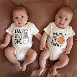 Rompers No other twin baby clothing tight fitting clothes cute printed fashion newborn Onesie summer Ropa de Bebe Ni aL240514L240502