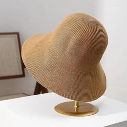 Wide Brim Hats Summer Minimalist Straw Hat For Women Girls French Fedora Fashion Foldable Beach Vacation Sun Designer Cap