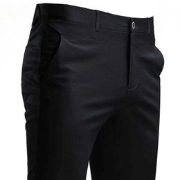 Men's Pants Mens Set Pants Elastic Intelligent Casual Trousers Pocket Solid Color Straight Wear Full Length Home Work Black Dress Pants Y240514