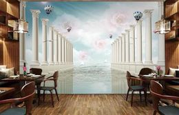 Wallpapers 3d Mural Wallpaper Rose Roman Columns Po Custom TV Setting Wall Of Sitting Room Sofa