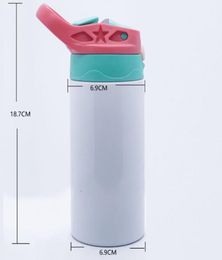 12oz STRAIGHT Sippy Cups Sublimation Kids Tumblers Stainless Steel Water Bottles Insulated Vacuum Drinking Milk Mugs CCA12666 sea 1934468