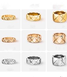 Coco diamond plaid ring for men and women Ins new ch22el mirror goldplated diamond couple Band Rings high quality jewelry gift48914757370