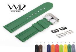 Rolamy 22 24mm Watch Band for Panerai Luminor Pure Green White Black Waterproof Silicone Rubber Replacement Watchbands Strap H09158960085