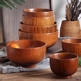 Bowls Japanese Wooden Jujube Wood Children Baby Adults Small Soup Solid Salad Retro Household Tableware