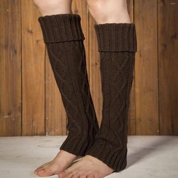 Women Socks Knitted Wool Warm Medium Length Lozenge Boot Cover Autumn Winter Foot Pile Sock