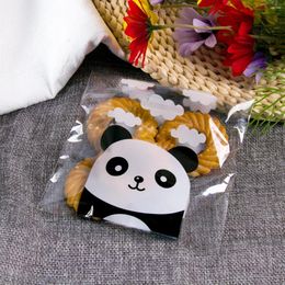 Gift Wrap 100pcs Cute Panda Self-adhesive Candy Cookies Bag Plastic Biscuit Food Pack Kids Theme Birthday Decor Packing