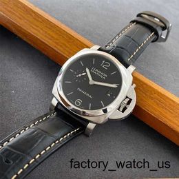 Gentlemen's Wrist Watch Panerai Male LUMINOR1950 Series Automatic Mechanical Steel Date Titanium Dual Time Zone Mobile Storage Watch 42mm Black Disk PAM00392