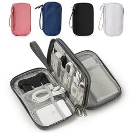 Data Cable Storage Bag Waterproof Travel Organiser Bag Portable Carry Case Double Layers Storage Bag for Cable Cord USB Charger Small Size