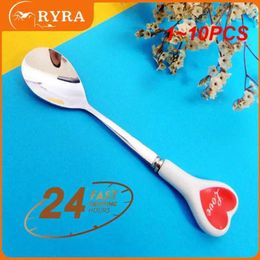 Coffee Scoops 1-10PCS Stirring Spoon Ceramic Handle Hearts Long Multicolor Kitchen Accessories Cutlery Teaspoon Cute