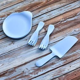 Disposable Dinnerware Plastic Water Drop Plate Cake Tableware Knife Fork Set Combination Family Birthday Party
