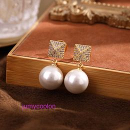AA Valeno Top Luxury Designer Delicate Earring Square Set with Water Diamond Pearl Fashion Earrings Unique Design 925 Silver Needle and With Original Box