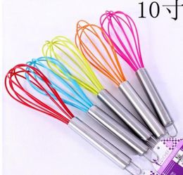 10quot SILICONE COATED EGG WHISK EGGBEATER STAINLESS STEEL HANDLE KITCHEN GADGET3736429