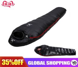 Winter Ultralight Thermal Adult Mummy 95 White Goose Down Sleeping Bag Sack Compression Pack For Backpacking Camping Hiking 210619983700