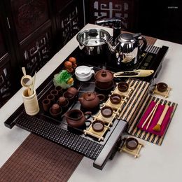 Teaware Sets Tea Set Yixing Special Offer Four In One Electromagnetic Oven Ru Ceramic Crystal Solid Wood Tray