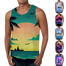 Men's Tank Tops Hawaiian Tanks For Men Casual Fashionable Versatile Sleeveless Summer Beach Printed Round Neck Top Ropa De Hombre