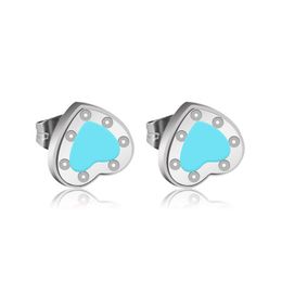 Stud Blue Heart Earring Women Couple Flannel Bag Stainless Steel 10Mm Thick Piercing Body Jewellery Gifts For Woman Accessories Drop De Dhlcx