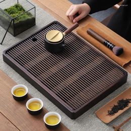 Tea Trays Chinese Natural Bamboo Tray Water Storage Simple Rectangular Set For Home Room Restaurant El Table Decors