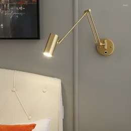 Wall Lamp LED Dimmable Bedroom Bedside Reading Light Folding Switch Modern Creative Study Rocker Fixture