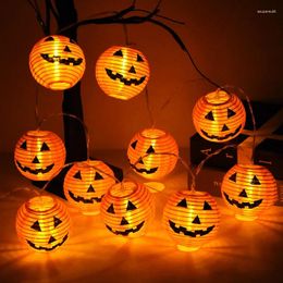 Party Decoration 1.5m 10 Led Pumpkin String Lights Halloween Head Hanging Lantern Lamp For Indoor Outdoor Ghost Festival Home Decor