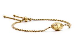 Pulsera high quality dainty stainls steel adjustable gold round box chain elegant 12 zodiac sign charm bracelet75804947125331