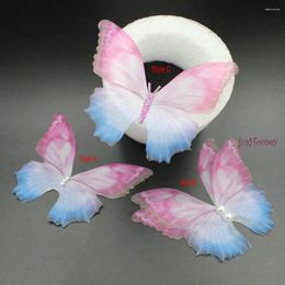 Party Decoration 20PCS 10cm Butterfly Black Organza Fabric Appliques Translucent For Decor Doll Embellishment