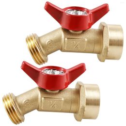 Bathroom Sink Faucets 2Pcs Outdoor Hose Bibb Faucet 1/4-Turn Garden Spigot Heavy Duty Brass Valve 3/4inch Male NPT Outlet Water