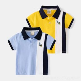 Baby Boy T shirt Summer Tops Cotton Polo Shirts for Babies 12 to 18 24 Months Rocket Embroidy Tshirt Yellow Collar Tee 240515