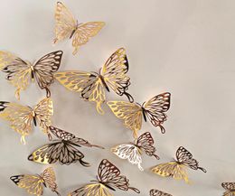 12pcsbag 3D Hollowing Out Butterfly Paper Wall Sticker Living Room Bedroom Imitation Butterfly Stickers Decoration5039602
