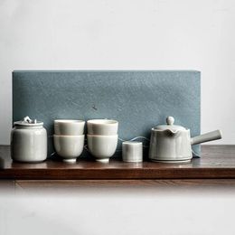Teaware Sets Chinese Ceramic Grey Tea Set Porcelain Gaiwan Cup Teapot Trays Ceremony