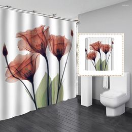 Shower Curtains Bathroom Curtain Tulip Flower Pattern Polyester Cloth 3d Printing Floral Bath With Hooks Home Decor