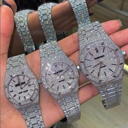 Pass Diamond Tester Fine Jewellery Hip Hop Wrist Watch Handmade Setting Bling Iced Out VVS Moissanite Diamond Mechanical Watch