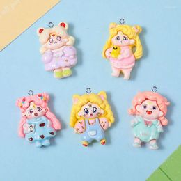 Charms 10Pcs Cartoon Character Kawaii Girl Resin For Jewelry Making Findings DIY Crafts Earrings Pendants Necklace Accessories