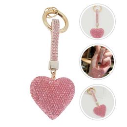 Keychains Lanyards Heart Shape Key Chain Creative Rhinestone Key Fob Key Pendant Bag Hanging Key Fobation Y240510