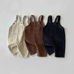 Overalls Autumn and winter baby boys and girls solid Corduroy Suspander jumpsuit childrens game suit jumpsuit d240515
